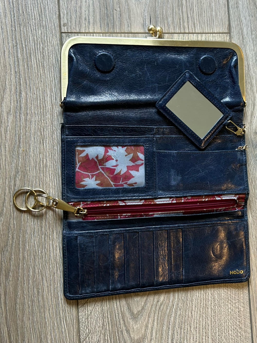 Vintage The Original Hobo Rachel Continental Wallet Genuine Leather Blue - Picture 6 of 11